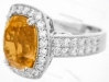 Custom Sapphire Ring featuring Fine Quality Large Cushion Cut Orange Sapphire and 1.24 carats of Fine Round Diamonds