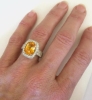 Bold Heirloom Quality Large Cushion Cut Orange Sapphire and Fine Diamond Ring in 18k white gold