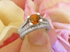 Round Orange Sapphire Engagement Ring Set with Diamonds and Split Shank in sold white gold