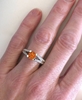 Real Round Orange Sapphire Engagement Ring and Band Set in sold white gold
