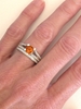 Round Natural Orange Sapphire Engagement Ring and Band Set in split shank white gold