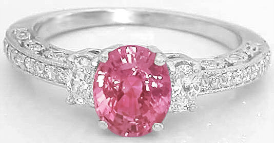 1.69 ctw Padparadscha Sapphire and Diamond Encrusted Ring in 14k white gold