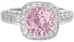 One of a Kind Antique Style Natural Light Pink Sapphire and Diamond Ring in 14k white gold