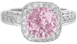 One of a Kind Antique Style Natural Light Pink Sapphire and Diamond Ring in 14k white gold