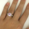 Natural Light Pink Sapphire and Diamond Halo Antique Style Ring in 14k white gold