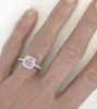 Radiant Pink Sapphire Ring with Diamond Halo - looks like a pink diamond