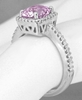Natural Radiant Pink Sapphire Ring with Diamond Halo - looks like a pink diamond