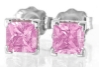 Solitaire set princess cut natural pink sapphire ring in 14k white gold