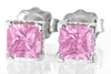 4mm Princess Cut Pink Sapphire Earrings
