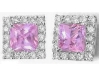 Princess cut natural pink sapphire ring in 14k white gold