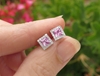 Real Princess Cut Pink Sapphire Stud Earring with Diamond Halo in 14k white gold