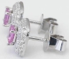 Princess Cut Pink Sapphire and Diamond Earrings in 14k white gold