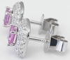 Princess Cut Pink Sapphire and Diamond Earrings in 14k white gold