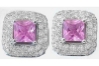Princess cut natural pink sapphire ring in 14k white gold