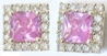 Princess Cut Pink Sapphire Diamond Earrings
