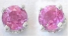 Round Natural Pink Sapphire Stud Earrrings in 14k White Gold. Real 5mm Pink Sapphires.