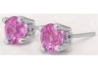 Round Natural Pink Sapphire Stud Earrrings in 14k White Gold. Real 5mm Pink Sapphires.