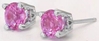 Round Natural Pink Sapphire Stud Earrrings in 14k White Gold. Real 5mm Pink Sapphires.