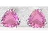 Solitaire set trillion cut natural pink sapphire ring in 14k white gold