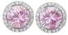 Round Light Pink Sapphire Diamond Earrings