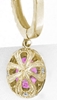 Oval Diamond Hoop Earrings with Pink Sapphire Drop in 14k yellow gold