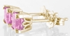 yellow gold genuine pink sapphire pincess cut stud earrings