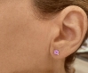 Genuine Princess Cut Pink Sapphire Earrings - Yellow Gold for sale