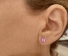 Genuine Princess Cut Pink Sapphire Earrings - Yellow Gold for sale