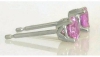 4mm Round Ceylon Natural Pink Sapphire Stud Earrings in 14k white gold for sale