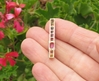 Real Pink Sapphire and Multicolor Sapphire Stick Pendant in 14k yellow gold