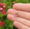Real Pink Sapphire and Diamond Pendant in 14k yellow gold