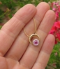 Natural Pink Sapphire Solitaire Pendant in 14k white and yellow gold