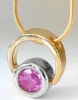 Natural Pink Sapphire Solitaire Pendant in 14k white and yellow gold