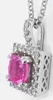 Cushion Cut Real Pink Sapphire Pendant with Diamond Halo in 14k white gold