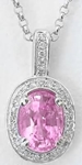 Natural Pink Sapphire Pendant with Real Diamond Halo in 14k white gold