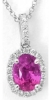 Oval Unheated Natural Pink Sapphire Pendant with Real Diamond Halo in solid 14k whtie gold for sale