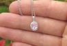 Oval Light Pink Sapphire and Diamond Pendant in 14k white gold