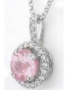 1.48 ctw Light Pink Sapphire and Diamond Pendant in 14k white gold with 16" 14k white gold rolo chain - SSP-5094