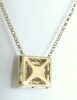 Princess Cut Natural Pink Sapphire and Diamond Pendant in 14k yellow gold