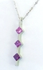 Natural Princess Cut Pink and Purple Line Pendant in 14k white gold