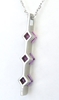 Real Princess Cut Pink and Purple Bar Pendant in 14k white gold