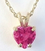 Heart Cut Genuine Pink Sapphire Solitaire Pendant Necklace in 14k yellow gold with Gold Chain.