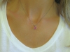 Natural Trillion Cut Pink Sapphire Pendant in 14k white gold (chain included)