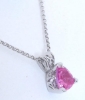 Trillion Cut Natural Bubblegum Pink Sapphire Pendant in 14k white gold for sale