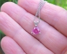 Trillion Cut Natural Fine Pink Sapphire Pendant in 14k white gold for sale