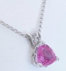 Trillion Cut Natural Bubblegum Pink Sapphire Pendant in 14k white gold for sale
