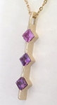 natural pink sapphire bar pendant in 14k rose gold for sale