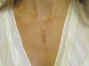 Princess Cut Pink and Purple Sapphire Line Pendant in 14k rose gold