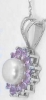6mm Pearl Pendant  with natural pink sapphire halo set in 14k white gold