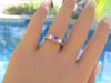 Natural Pink Sapphire Engagement Ring - Princess Cut with Princess Cut Side Diamonds in a 14k white gold setting